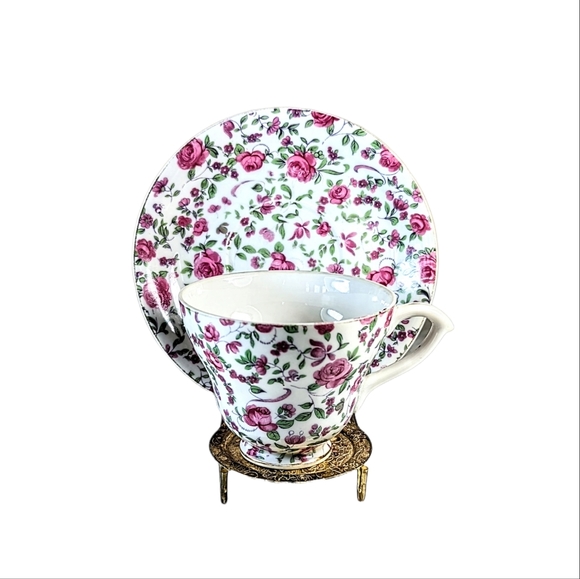 Grantcrest China Chintz Floral Pattern Teacup And Saucer Vintage - Picture 1 of 8